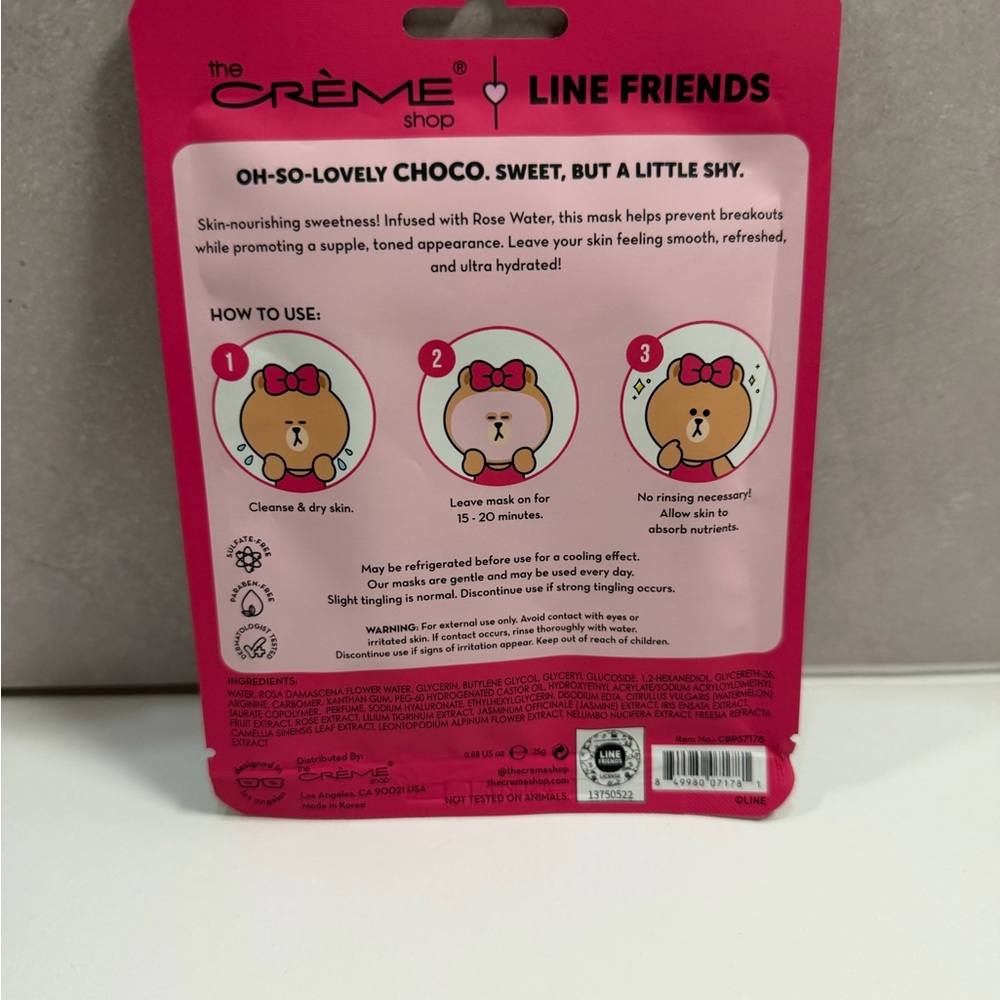 🩷5/$10 Creme shop Pink Printed Face Mask - Picture 4 of 5